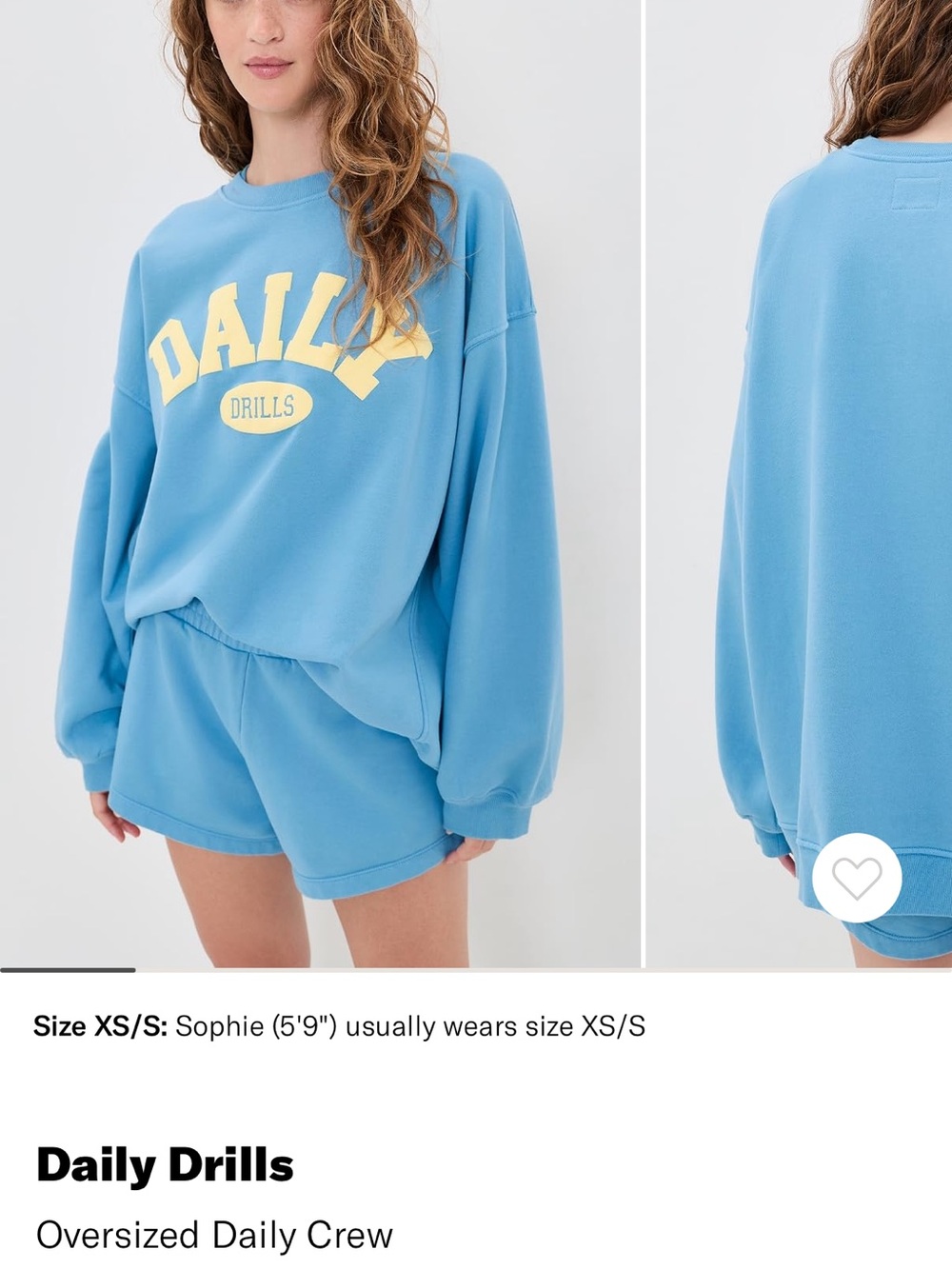 Daily Drills Blue Oversized Crew Sweatshirt & Shorts with Yellow Logo